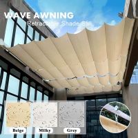 Rainproof Wave Telescopic Sail Garden Retractable Awning Outdoor Sun Shade Screen Gazebos Sunshade Canopy Sunblock Tarpaulin