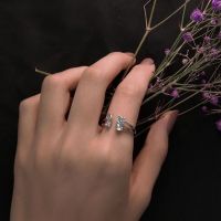 [COD] micro-inlaid opening adjustable personality niche fashion ring advanced design imitation diamond index finger
