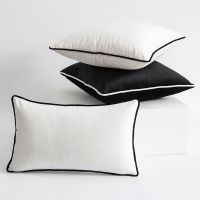 ₪ INS Velvet Cushion Cover with Zipper Modern Simplicity Black and White Sofa Throw Pillow Cover Hemming Cushion Cover for Sofa Home Decoration Square Bolster Case Cushion Cover