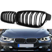 กระจังหน้าสำหรับ BMW ไตด้านหน้าเส้นคู่สีดำสว่างดัดแปลง3ซีรี่ส์ F30 F35 2012-2016