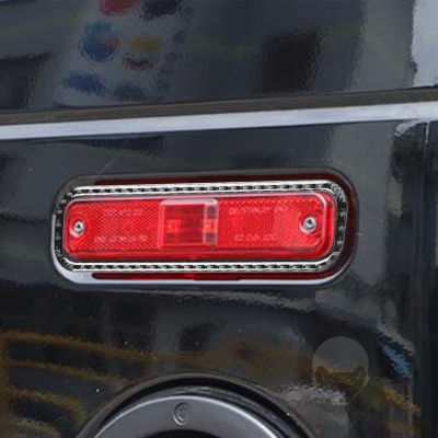 สำหรับ Hummer H2 2003 2004 2005 2006 2007อุปกรณ์เสริมคาร์บอนไฟเบอร์ภายนอกรถด้านหลังเลี้ยวล้อมรอบตัดสติกเกอร์สีแดงสีดำ