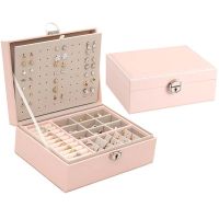 Large Capacity Jewelry Box Rings Earrings Display Leather Jewelry Tray Box Necklaces Portable Storage Organizer Gift For Girls