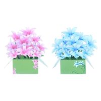 3D Lilies Pop Up Card Paper Box Birthday Greeting Card Handmade Handwriting for Expression Bless to Mothre Wife Teacher Wedding