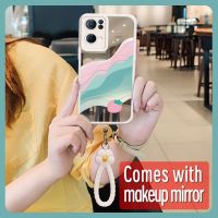 dustproof For Girls Phone Case For OPPO Reno7 Pro 5G Makeup mirror Full edging lovely Raised lens Soft case top grade