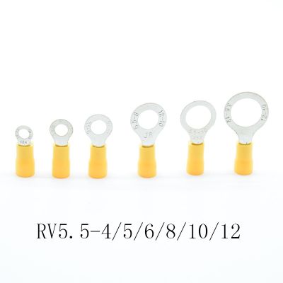20PCS/lot RV5.5-4/5/6/8/10/12 Yellow Ring insulated terminal suit 4-6mm2 Cable Wire Connector cable Crimp Terminal AWG