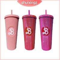 SHUIXINGZ พร้อมหลอดดูด ขวดน้ำหลอด Barbiee Studded Tumbler ภาพยนตร์บาร์บี้ ถ้วยดื่มน้ำ ของใหม่ อุปกรณ์ปาร์ตี้ตุ๊กตาบาร์บี้ ถ้วยเครื่องดื่มแก้ว ฟิตเนสท่องเที่ยว