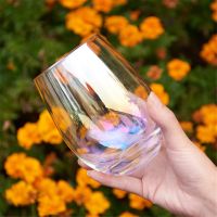 Luxury Lead-free Rainbow Glass Cup Breakfast Milk Tea Coffee Juice Wine Cup Crystal Transparent Glass Cup Office Household 1pcs