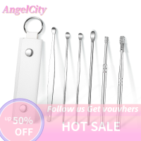 ?AngelCity เครื่องมือดูแลขี้หู6ชิ้น เซ็ตอุปกรณ์ทำความสะอาดหูช้อนทำความสะอาดหูเครื่องมือทำความสะอาดหู