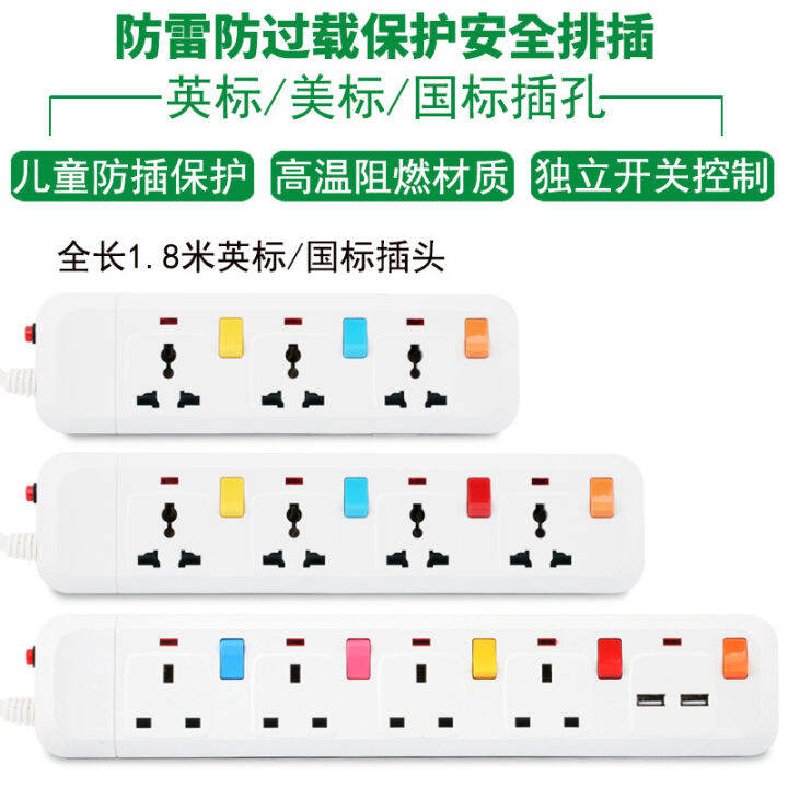 British Standard 13A USB Overload Protection Socket Power Strip