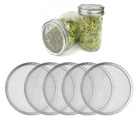 5Pcs Wide Mouth Mason Jar Sprouting Strainers Lids Stainless Steel Mesh Strainer Filter for Glass Canning Jars Diameter 8.4cm