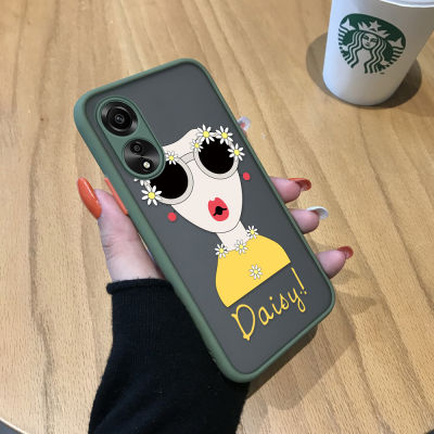 GGK เคสป้องกันกล้องคลุมทั้งหมดกันกระแทกสำหรับ OPPO A78 4G,เคสมีน้ำค้างแข็งโปร่งใสแว่นตาการ์ตูนน่ารักเคสโทรศัพท์สำหรับหญิงสาวน่ารักขอบนิ่ม