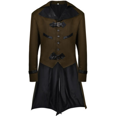ผู้ชายยุคกลาง Steampunk Tailcoat Jacket Vampire Renaissance Victorian Steampunk Gothic Trench Coat ชุดผู้ชาย Vintage Jackets