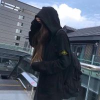 TOP Early spring Stone Island zipper jacket men autumn and winter American retro high street couple hooded cardigan plus fleece sweater women