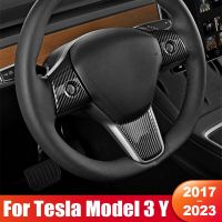 For Tesla Model 3 Model Y 2017- 2020 2021 2022 2023 2024 Car Steering Wheel Button Cover ABS Carbon Stickers Accessories