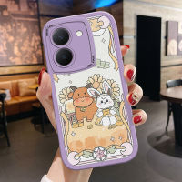 เคส PMP สำหรับ Vivo Y36 Vivo Y36 5G บางเฉียบผิวสัมผัสได้ลายการ์ตูนสัตว์หลังหนังเคสโทรศัพท์ปกหนังซิลิโคน PU