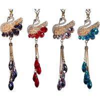 Car Charms Swan Rhinestones Rear View Mirror Pendant Bling Red Diamond Car Decoration Vehicle Lucky Ornament For Women Men C