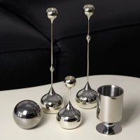 European-Style Metal Water Drop Silver Candlestick Decoration Home Living Room Desktop Restaurant Handicraft Ornament