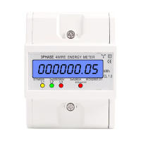 3 Phase 4 Wire Energy Meter 220/380V 5-80A Energy Consumption kWh Meter DIN Rail Installation Digital Electric Power Meter with LCD Backlight Display