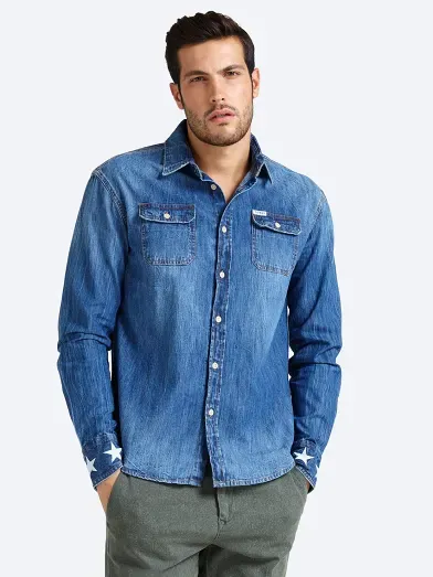 guess long sleeve denim shirt