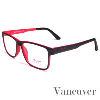 Fashion กรอบแว่นตา สำหรับตัดเลนส์ แว่นสายตา แว่นตา รุ่น Vancuver 6003 สีดำตัดแดง กรอบเต็ม ทรงรี ขาข้อต่อ วัสดุ พลาสติก พีซี เกรด A รับตัดเลนส์ทุก