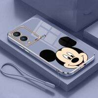 ปลอกซิลิกอนสี่เหลี่ยมมันวาว Y19 Y11 Y15 Y17s Vivo การ์ตูน Mickey Mouse ฝาครอบเคสนิ่ม