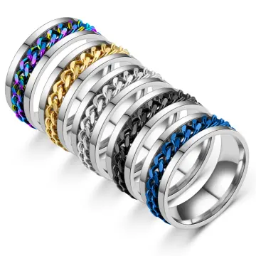 Vnox Spinner Chain Rings for Men Women, 8MM Stainless Steel