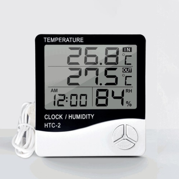 เครื่องวัดอุณหภูมิและความชื้น-แบบดิจิตอล-htc-2-thermometer-มัลติฟังชั่น-นาฬิกา-วัดอุณหภูมิได้ทั้งภายในและภายนอก-มีฟังชั่นวัดความชื้น-และนาฬิกาปลุก