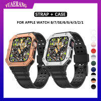 สายนาฬิกา VUAERANG + สายเคสสำหรับ Apple Watch 45มม. 41มม. 44มม. 40มม. 42มม. 38มม. ฝาครอบป้องกันพร้อมสร้อยข้อมือซิลิโคนสำหรับ I Watch Series 8 7 SE 6 5 4 3 2 1สายรัดข้อมือ TPU