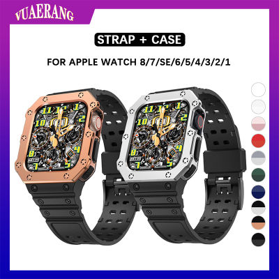 สายนาฬิกา VUAERANG + สายเคสสำหรับ Apple Watch 45มม. 41มม. 44มม. 40มม. 42มม. 38มม. ฝาครอบป้องกันพร้อมสร้อยข้อมือซิลิโคนสำหรับ I Watch Series 8 7 SE 6 5 4 3 2 1สายรัดข้อมือ TPU