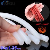 1M White/Red Round Solid Silicone Strip Sealing Rubber Cord Bar O Strip Dia 1 25mm