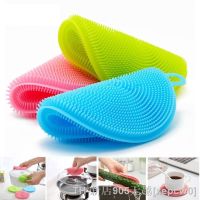 hot【DT】▬  6Pcs Soft Silicone Scouring Washing Sponge Reusable Cleaning Dishwashing Fruit Vegetable Brushes Table