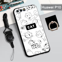 กล่องคลุมทั้งหมดเคสโทรศัพท์ P10เคสสำหรับหัวเหว่ย TPU แบบนิ่มทาสีป้องกันการตกป้องกันรอยขีดข่วนฝามีที่ถือวงแหวนโทรศัพท์และเชือก