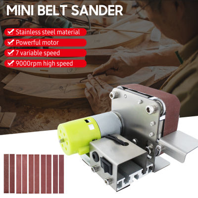 keykits- Mini Belt Sander Electric Sanding Polishing Grinding Machine 7 Variable Speed with 10 Sanding Belts for Polishing Wood Acrylic Metal