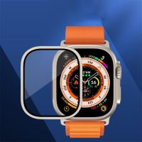 2 in 1 Cover for Apple Watch Ultra Case 49mm Metal Aluminum Alloy Frame Bumper HD Tempered Glass Screen Protector iWatch case