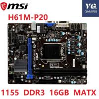 MSI H61M-P20(G3) เมนบอร์ดคอมพิวเตอร์เดสก์ท็อป LGA 1155 DDR3 16GB สำหรับ Intel H61 B75 B75m H61m เมนบอร์ด SATA II มือสอง