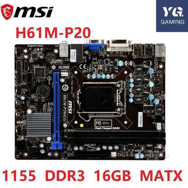MSI H61M-P20(G3) Desktop Computer Motherboard LGA 1155 DDR3 16GB For ...
