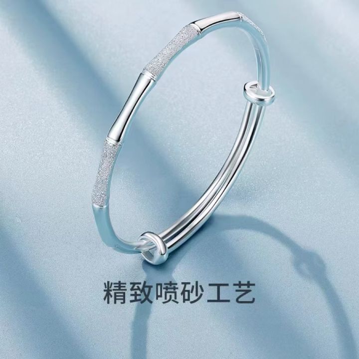 lao-fengxiang-and-the-new-bamboo-s999-sterlingbracelet-female-solid-push-pull-footbracelet-all-match-for-girlfriends-and-girlfriends
