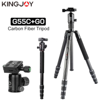 KINGJOY G55C + G0 Professional คาร์บอนไฟเบอร์ขาตั้งกล้องสำหรับกล้องดิจิตอล Tripode คุณภาพสูง