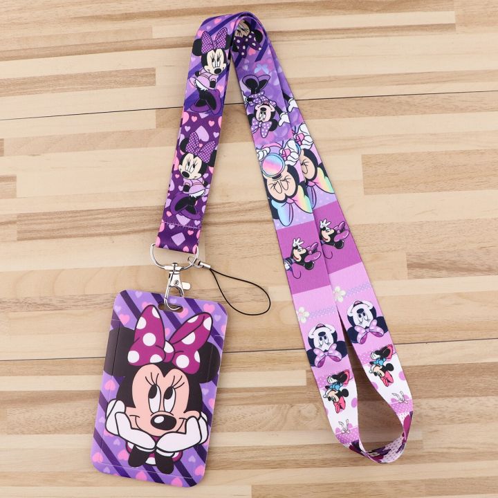 mickey-minnie-strap-lanyard-for-keys-keychain-badge-holder-id-credit-card-pass-hang-rope-lariat-mobile-phone-charm-accessories-key-chains