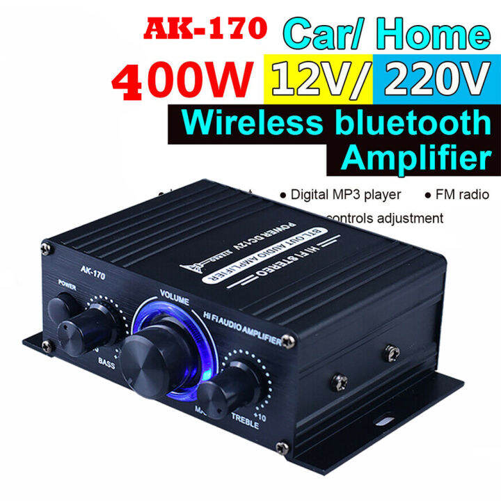 EEmax [Giao Hàng Nhanh] Bộ Khuếch Đại Mini Ak170 400W 12V Bộ Khuếch Đại Âm  Thanh Stereo Bluetooth Kỹ Thuật Số Hifi Micro Radio Fm Máy Phát Tại Nhà Xe  Hơi |