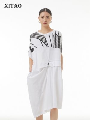 XITAO Dress Casual Loose Asymmetrical Pullover Dress
