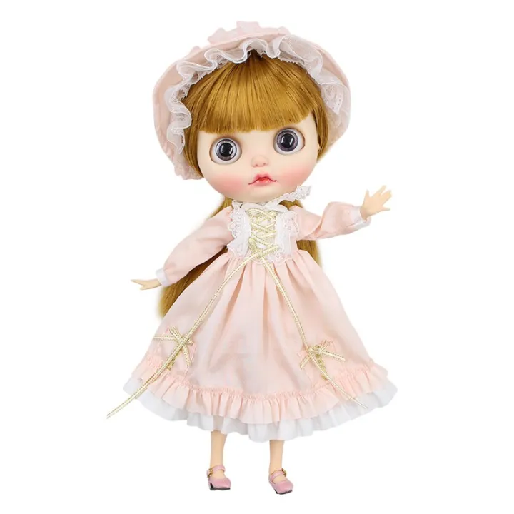 blythe-doll-clothes-เสื้อผ้าตุ๊กตาบลายธ์pink-dress-fit-for-blythe-licca