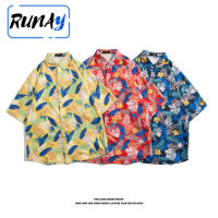 RUNAY เสื้อฮาวาย เสื้อสงกรานต์2566 เสื้อเชิ้ตชาย เสื้อผู้ชาย เสื้อ วินเทจ90เสื้อยืด