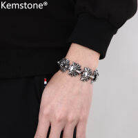 Kemstone โซ่ข้อมือเครื่องประดับหมาป่าผู้ชายทำจากไทเทเนียมสตีลวินเทจ