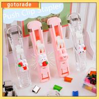 GOTORADE ใช้ซ้ำได้ คลิปหนีบกระดาษแบบกด โปร่งใสโปร่งใส พลาสติกทำจากพลาสติก เครื่องเย็บกระดาษแบบกด คาวาอิ ไร้รอย คลิปปิดผนึกขนม อุปกรณ์ผูกเอกสาร