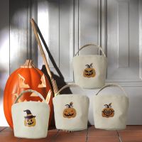 Halloween Tote Pumpkin Skull Hat Printing Large Capacity Halloween Candy Bag Cookie Biscuits Snack Container Cloth Gift Bag