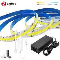 Zigbee 3.0 CCT LED Controller DC24V FOB COB Strip เทป LED สีขาวเย็นอบอุ่น 608LEDs / m RA90 Tuya Zigbee สําหรับ Smartthing Alexa₪