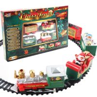 Electric Christmas Train Toy Set with Light Sound Train Track Set Diy Railway Tracks Educational Toys for Kids Party Xmas Gifts