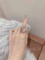 Original Taosizhu rich family daughter flower rhinestone ring temperament versatile high-end atmosphere open ring adjustable