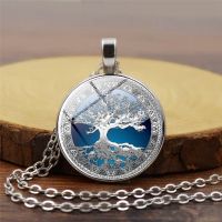 2020 Men And Women Couples Gift Celtic Tree Time Necklace Glass Dome Pendant Retro Style Black Brown Silver Color Sweater Chain